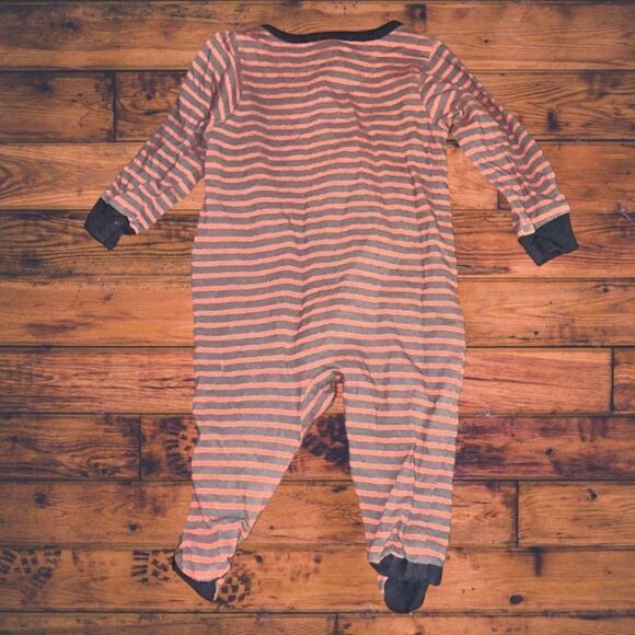 5 for $25🔥Gerber Red Striped Zip Front Dinosaur Footie Pajama Newborn - Picture 2 of 4